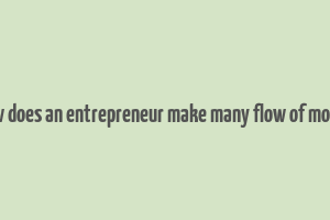 how does an entrepreneur make many flow of money