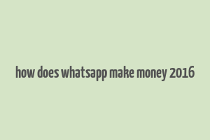 how does whatsapp make money 2016