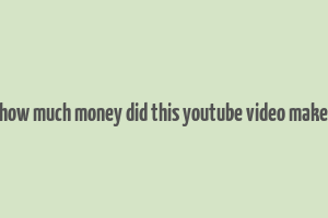 how much money did this youtube video make