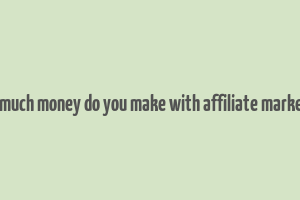 how much money do you make with affiliate marketing