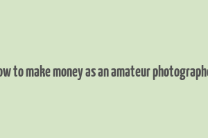 how to make money as an amateur photographer