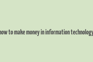 how to make money in information technology