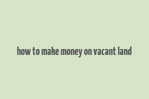 how to make money on vacant land