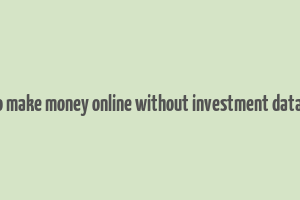 how to make money online without investment data entry