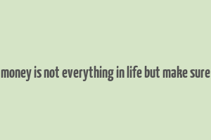 money is not everything in life but make sure