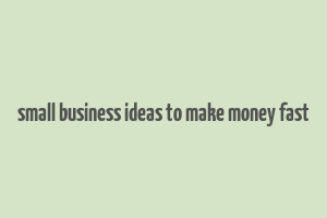 small business ideas to make money fast