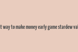 best way to make money early game stardew valley