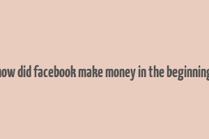 how did facebook make money in the beginning