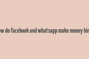 how do facebook and whatsapp make money hindi