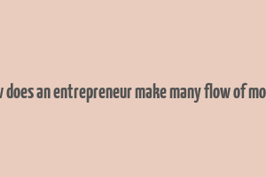 how does an entrepreneur make many flow of money