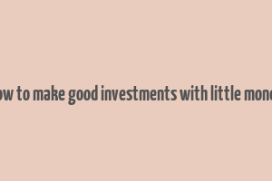 how to make good investments with little money