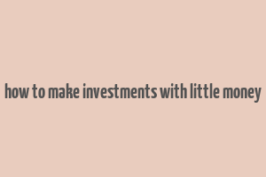 how to make investments with little money