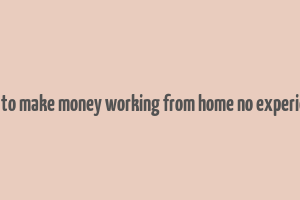 how to make money working from home no experience