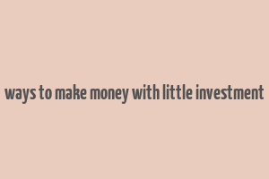 ways to make money with little investment