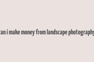 can i make money from landscape photography