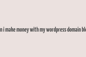 can i make money with my wordpress domain blog