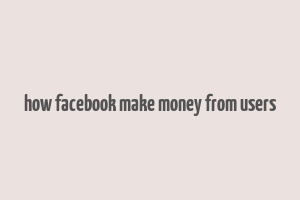 how facebook make money from users