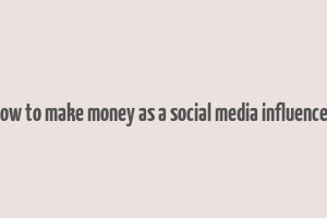 how to make money as a social media influencer