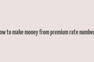 how to make money from premium rate numbers