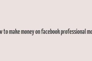 how to make money on facebook professional mode