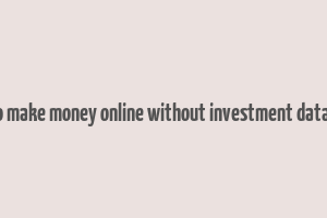 how to make money online without investment data entry