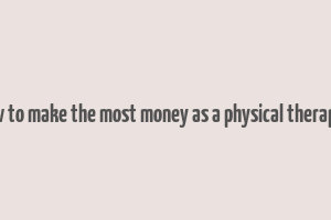 how to make the most money as a physical therapist