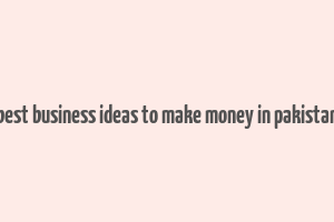 best business ideas to make money in pakistan