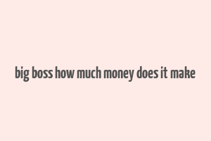 big boss how much money does it make