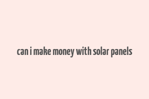 can i make money with solar panels