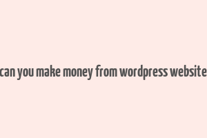 can you make money from wordpress website