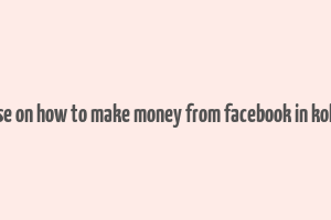 course on how to make money from facebook in kolkata