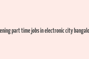 evening part time jobs in electronic city bangalore