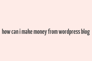 how can i make money from wordpress blog