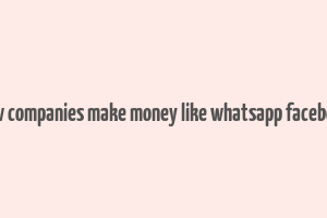 how companies make money like whatsapp facebook