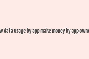 how data usage by app make money by app owners