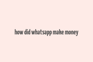 how did whatsapp make money