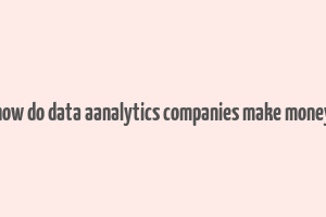 how do data aanalytics companies make money