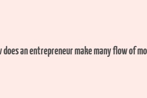 how does an entrepreneur make many flow of money