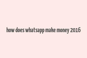 how does whatsapp make money 2016