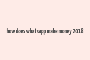 how does whatsapp make money 2018