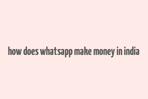 how does whatsapp make money in india