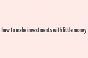 how to make investments with little money