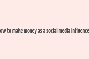 how to make money as a social media influencer