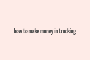 how to make money in trucking