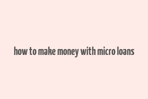 how to make money with micro loans