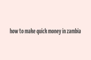 how to make quick money in zambia