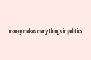 money makes many things in politics