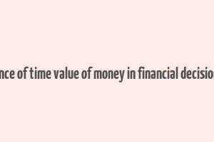 significance of time value of money in financial decision making