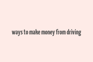 ways to make money from driving