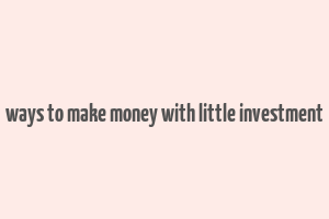 ways to make money with little investment